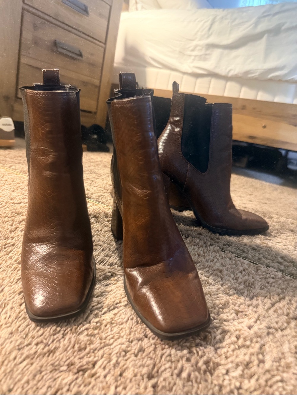 Sam Edelman Brown Chelsea Block Heel Ankle Boots